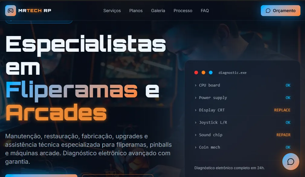 Projeto MRTECH RP — Assistência Técnica / Fliperamas